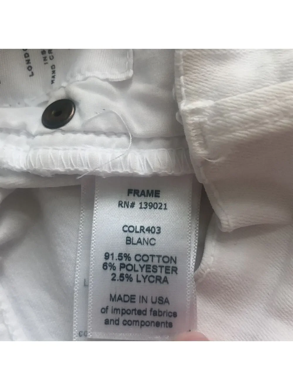 Le Skinny De Jeane Blanc White Distressed Jeans by Frame Denim Size 27